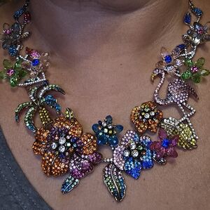 Multicolor Crystal Floral Statement Necklace - Women Jewelry Necklaces